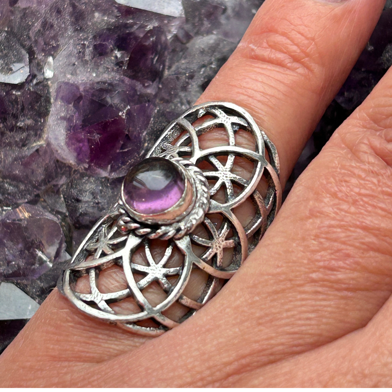 Seed of Life-ring met Amethist